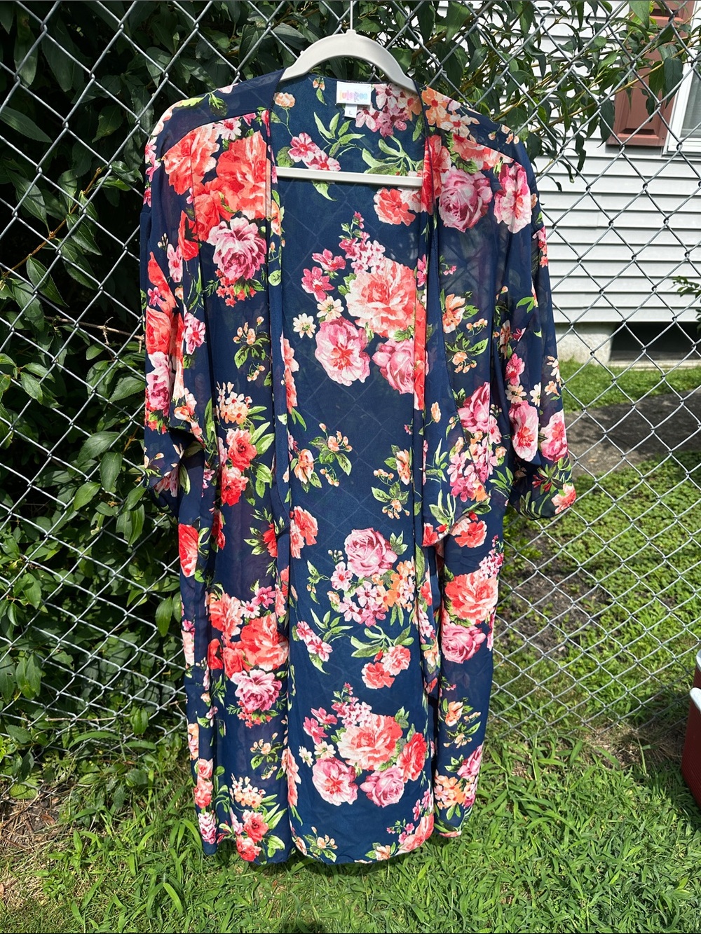 LuLaRoe Navy Floral Open-Front Kimono Robe